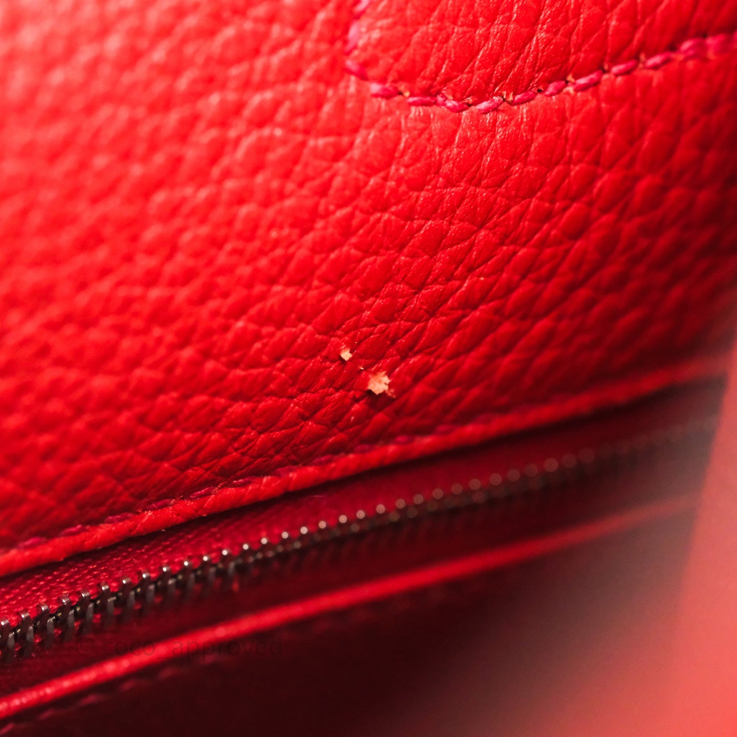 Hermès Kelly 35 Retourne Red Togo Palladium Hardware