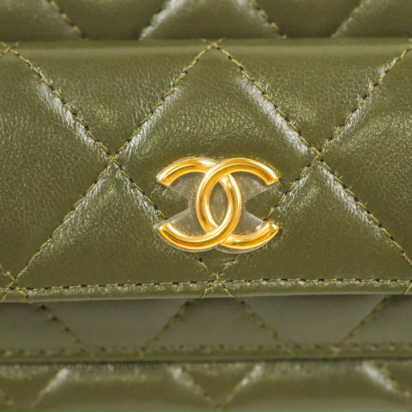 Chanel Cargo Pocket Top Handle Vanity with Chain Khaki Green Lambskin 22K