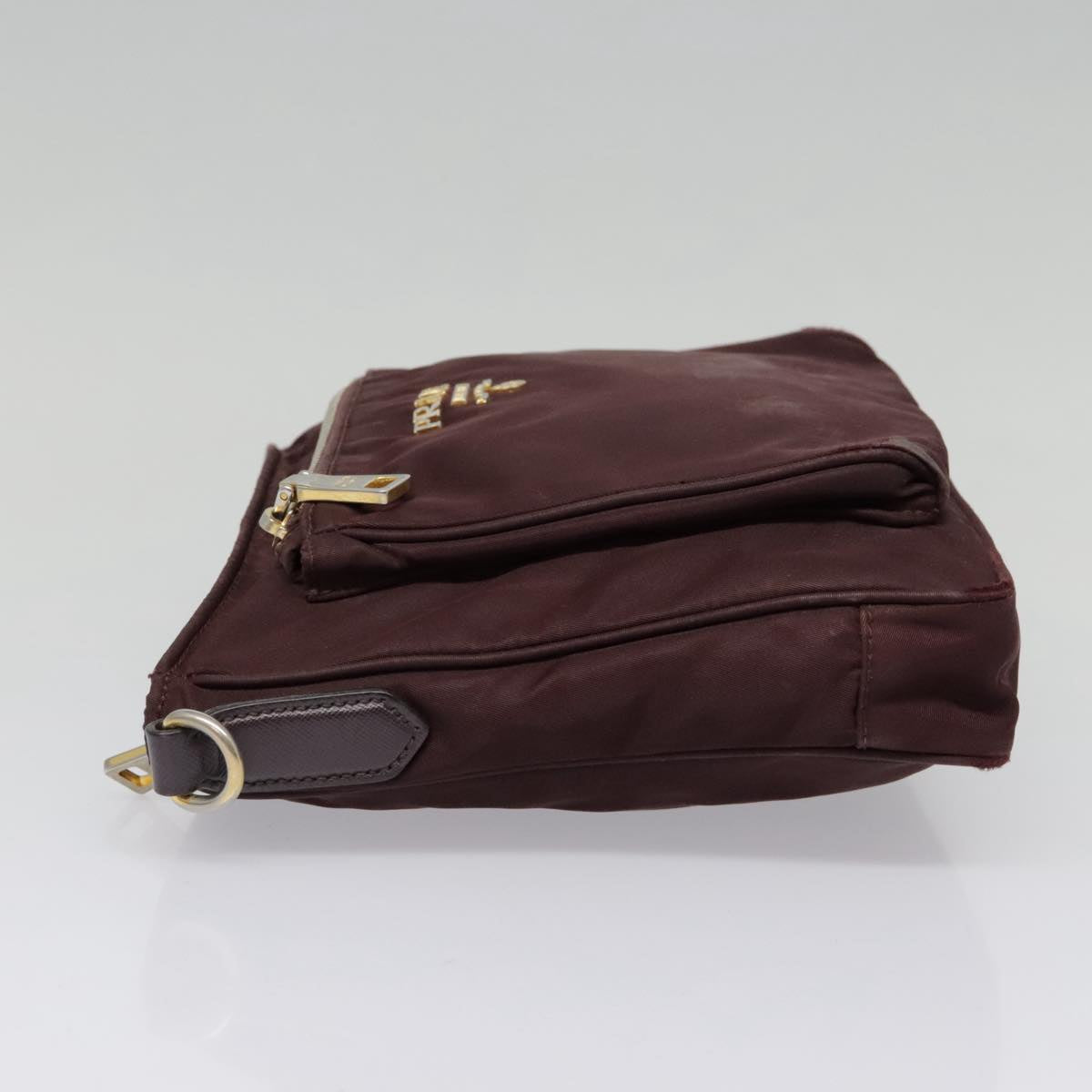 Luxury Prada Shoulder Bag Nylon Wine Red Gold  88278