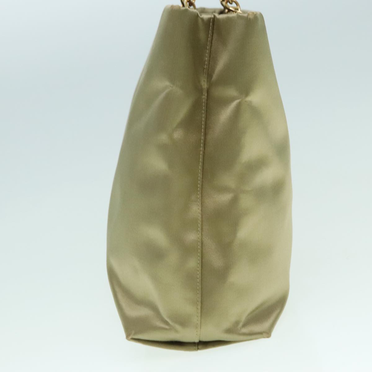 Luxury Prada Chain Hand Bag Satin Khaki Gold  88296