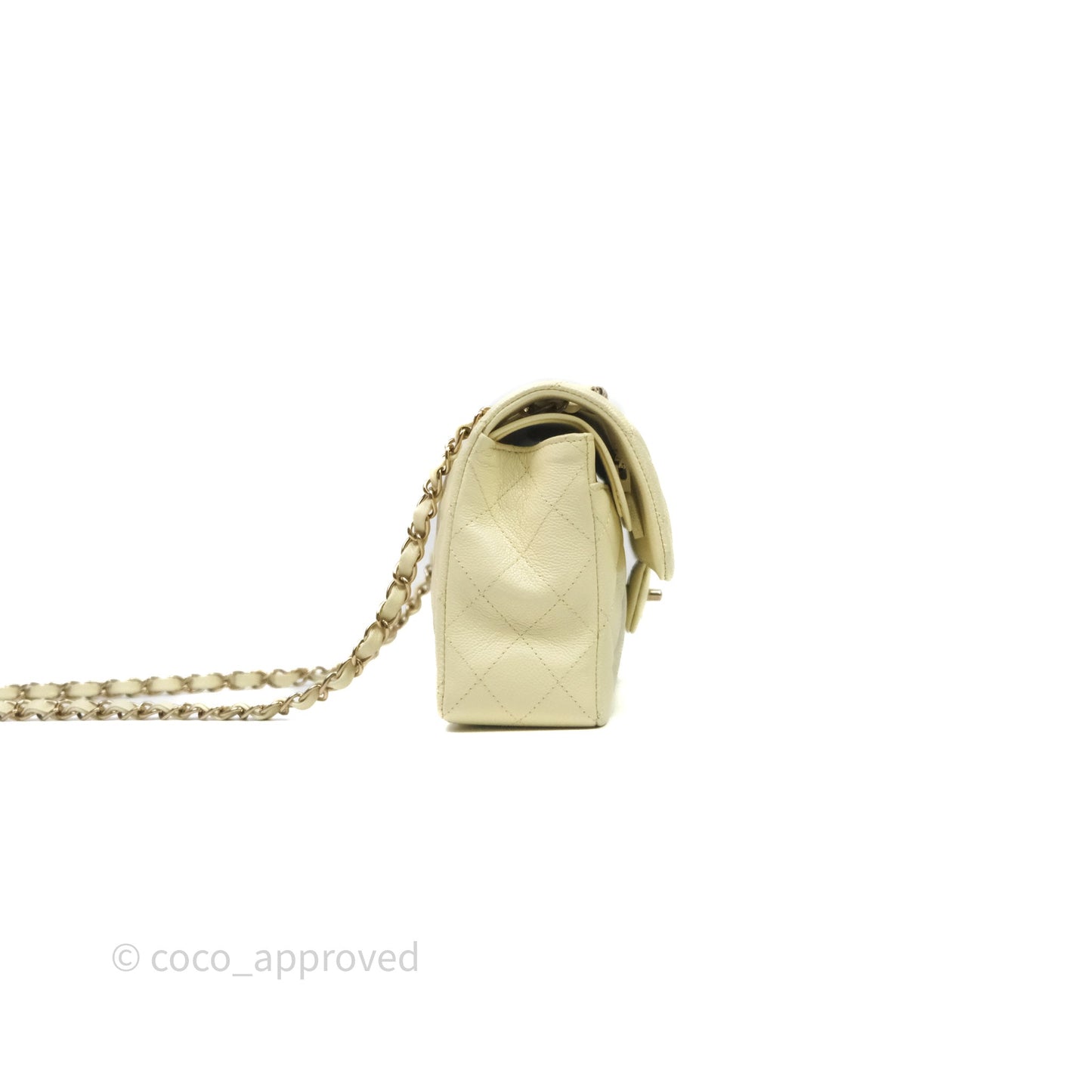 Chanel Small Classic Quilted Flap Yellow Caviar Gold Hardware