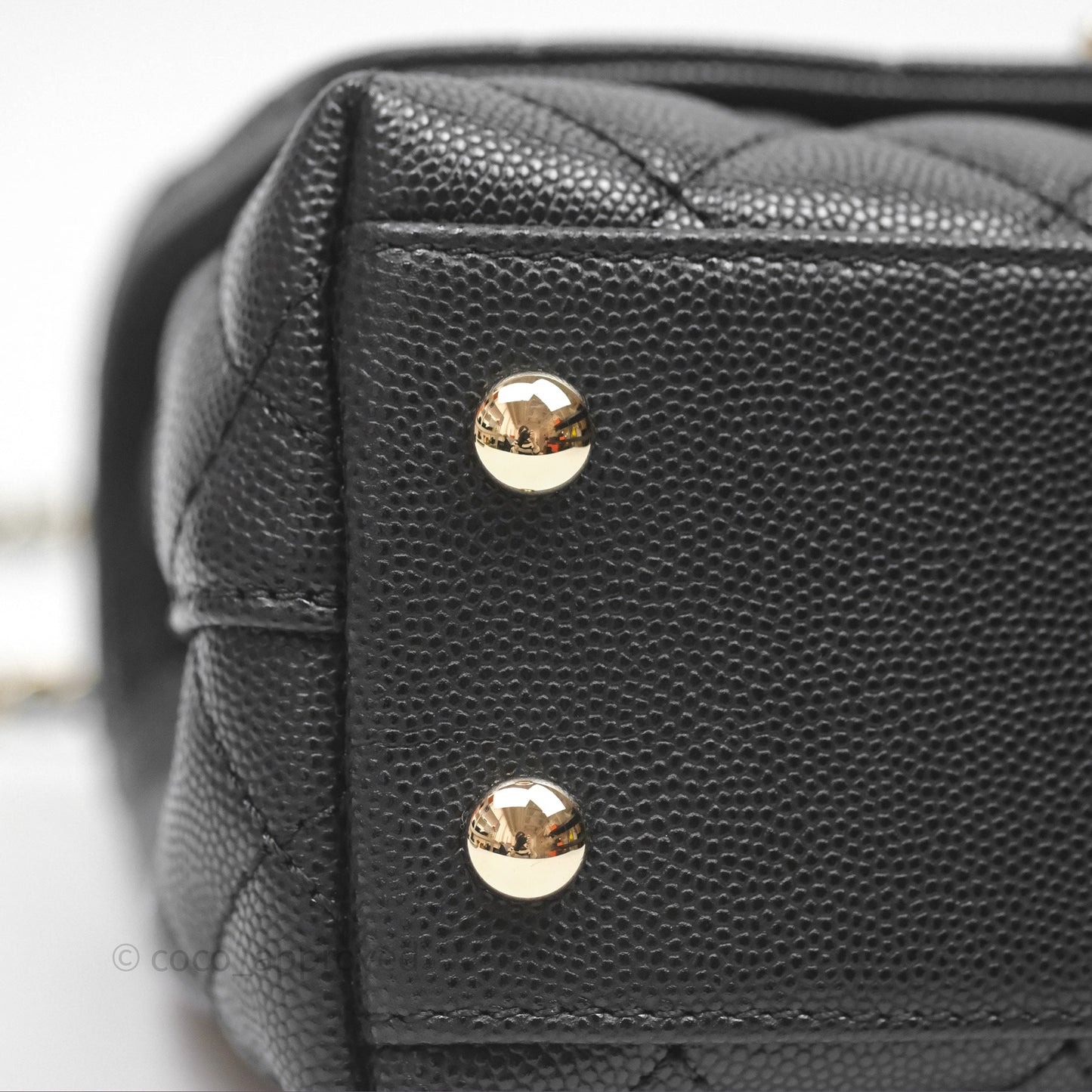 Chanel Mini Coco Handle Quilted Black Caviar Gold Hardware
