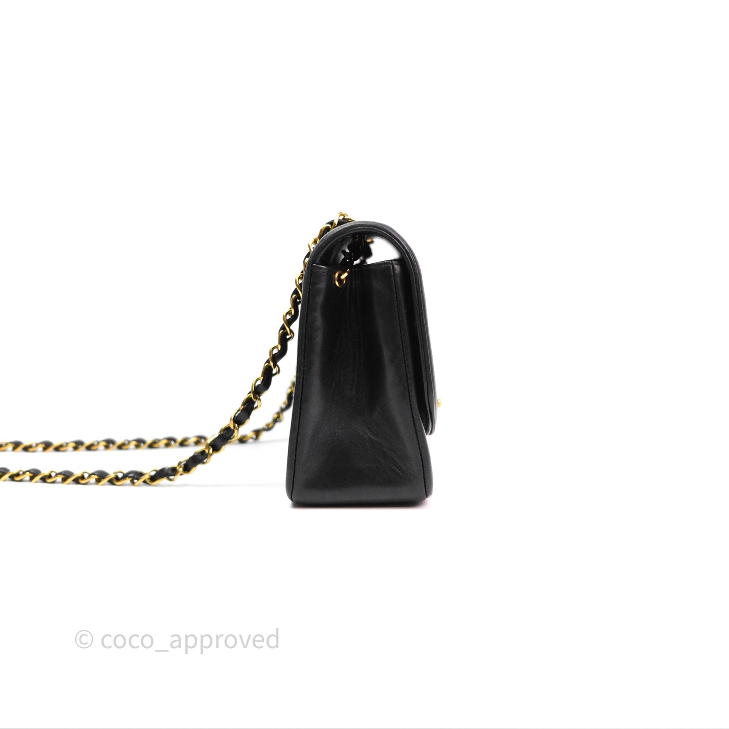 Chanel Vintage Quilted Small Classic Diana Flap Bag Black Lambskin 24K Gold Hardware