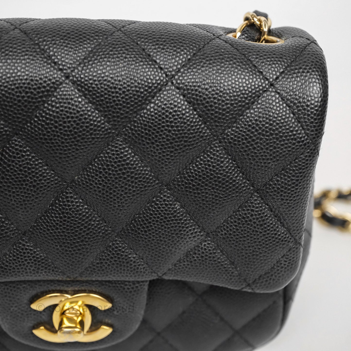 Chanel Mini Square Quilted Black Caviar Gold Hardware