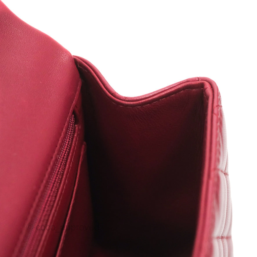 Chanel Top Handle Mini Rectangular Flap Bag Burgundy Lambskin Gold Hardware