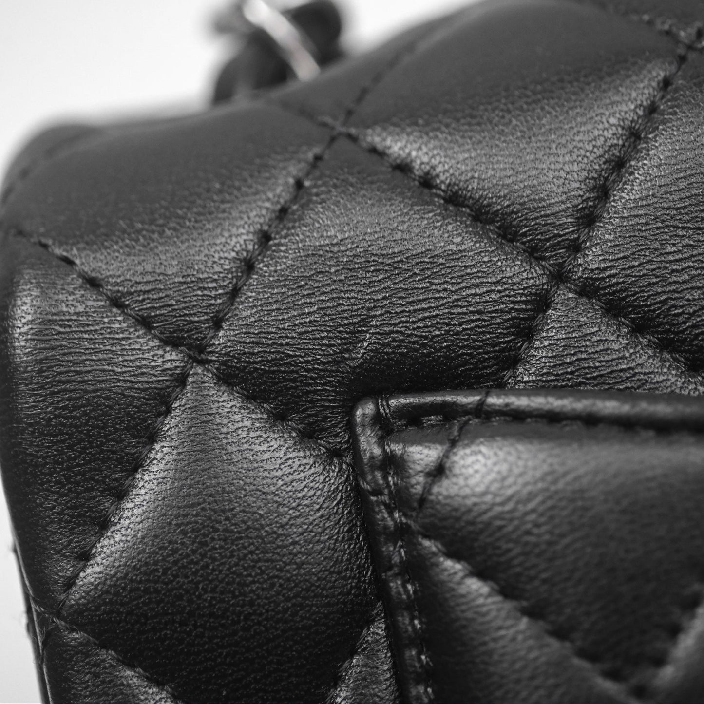 Chanel Quilted Mini Rectangular Flap Black Lambskin Silver Hardware