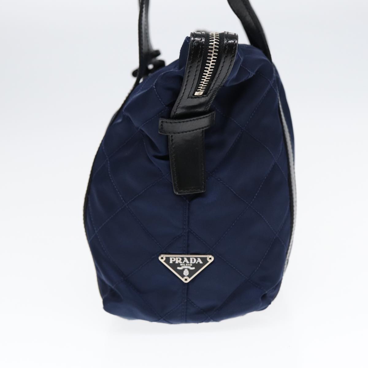 Luxury Prada Shoulder Bag Nylon Navy Silver  88342