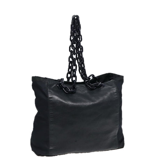 Luxury Prada Chain Shoulder Bag Nylon Leather Black  88345