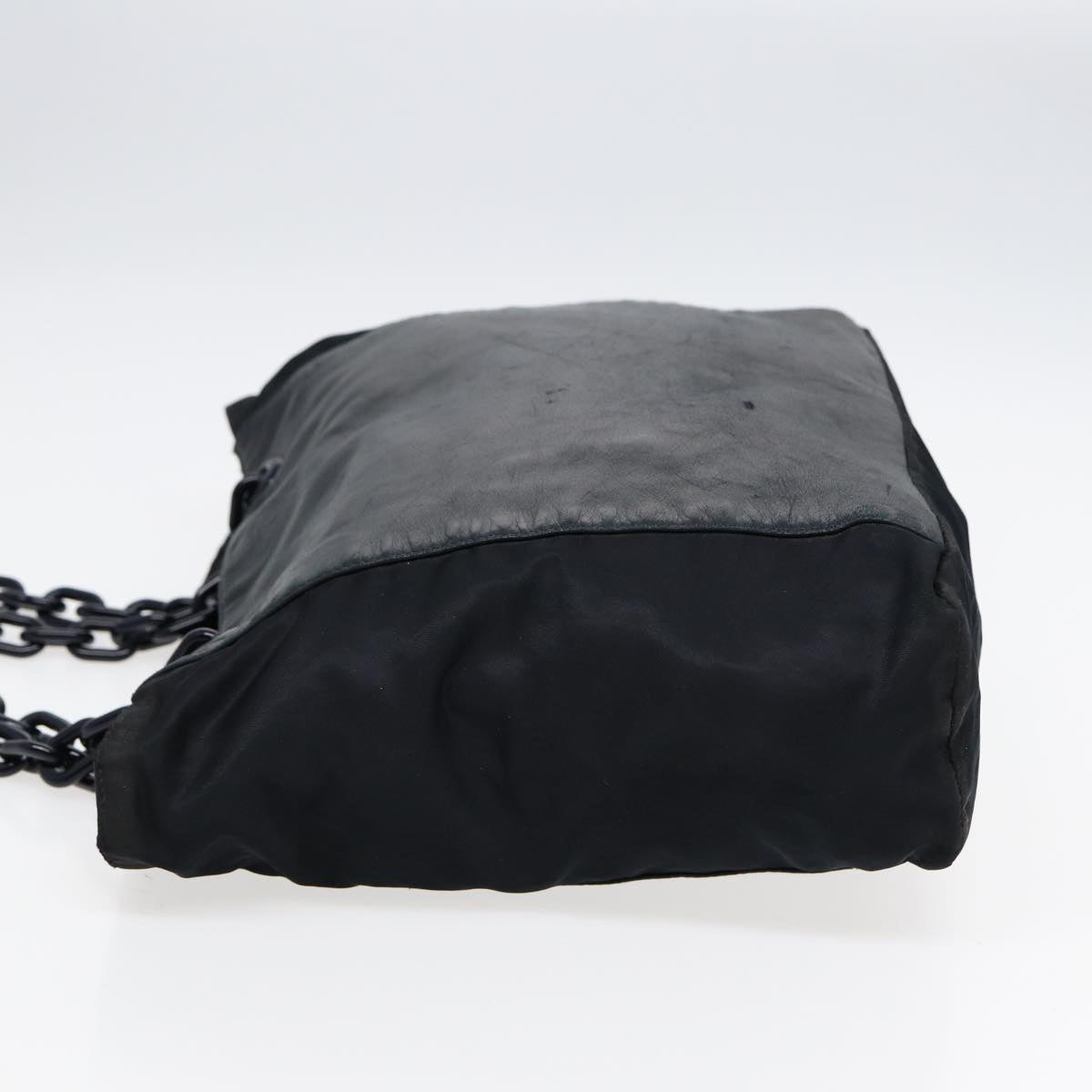 Luxury Prada Chain Shoulder Bag Nylon Leather Black  88345