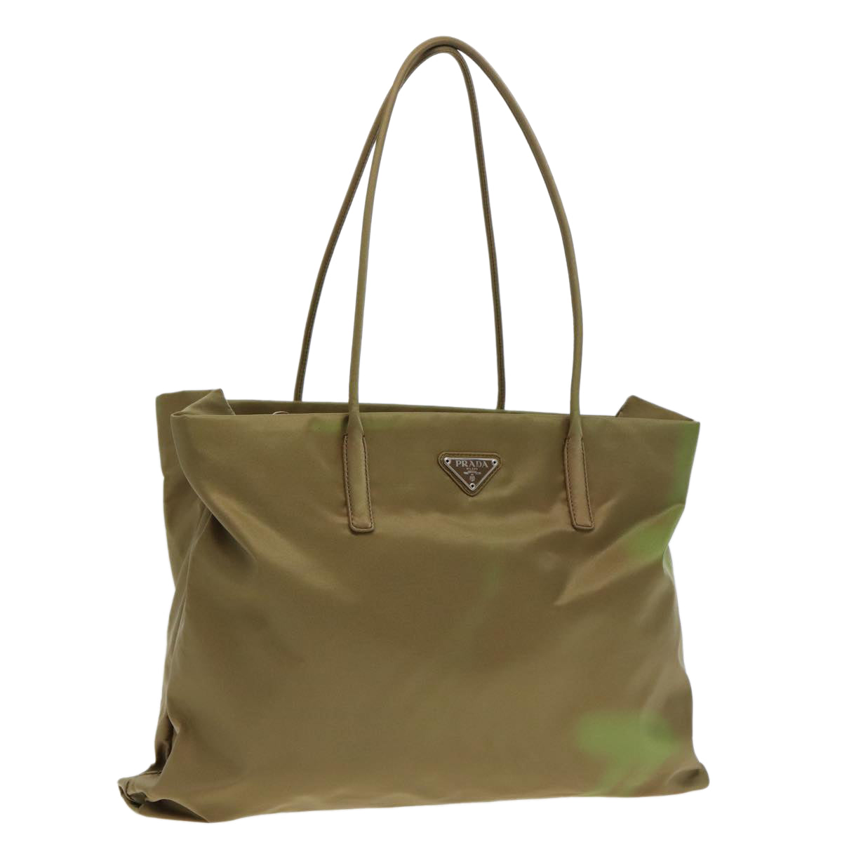 Luxury Prada Tote Bag Nylon Khaki Silver  88346