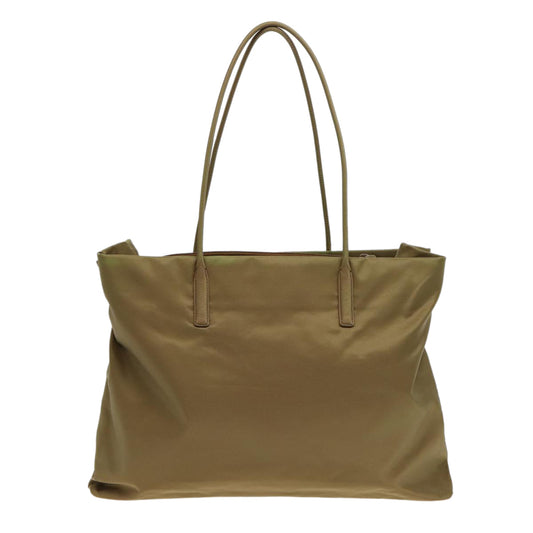Luxury Prada Tote Bag Nylon Khaki Silver  88346