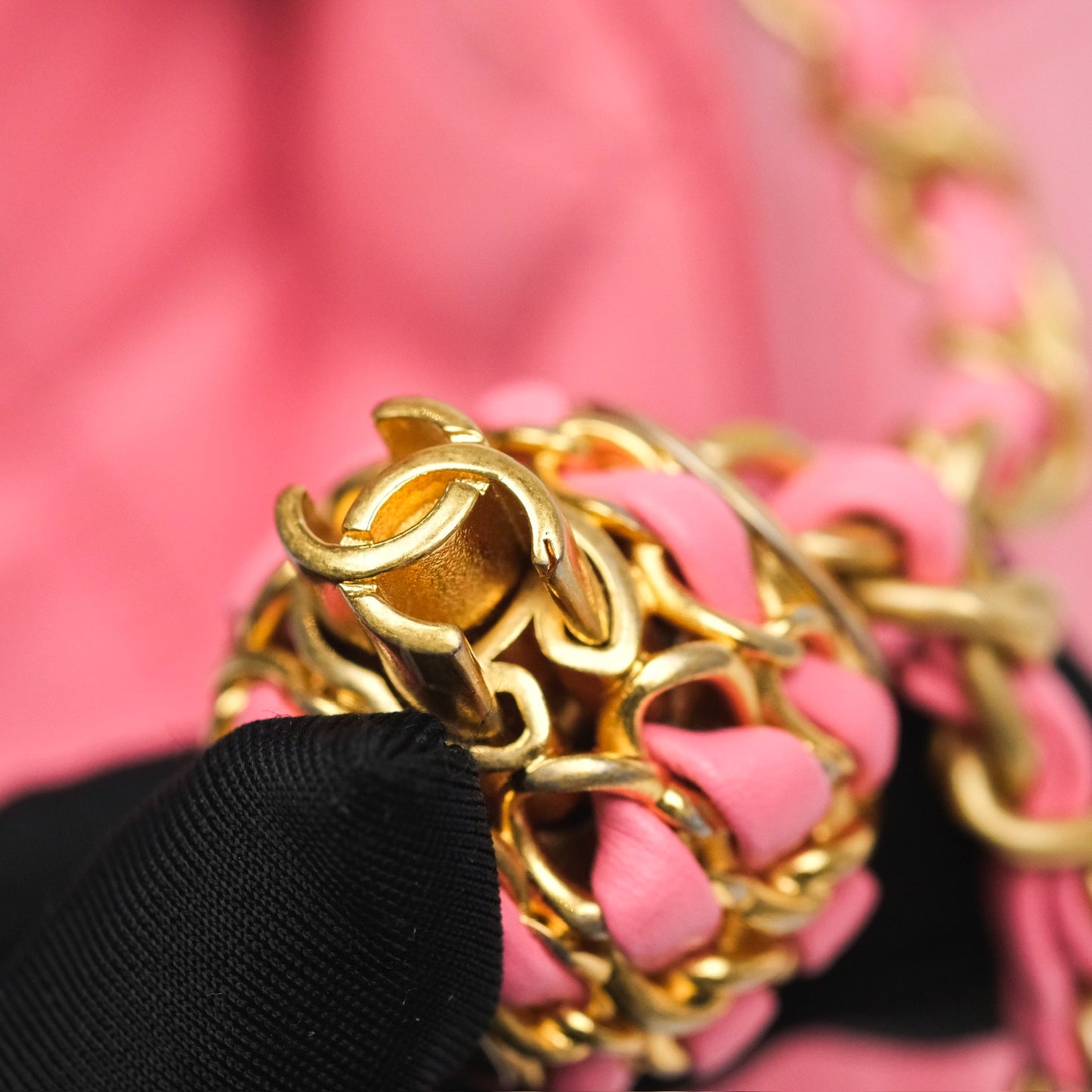 Chanel Pearl Crush Mini Square Quilted Pink Lambskin Aged Gold Hardware