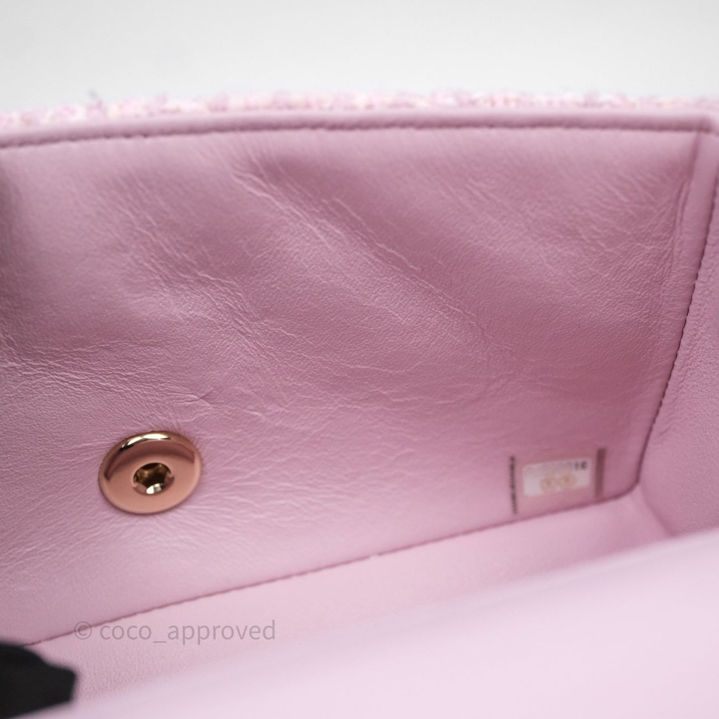 Chanel Classic Mini Rectangular Flap Pink Tweed Gold Hardware