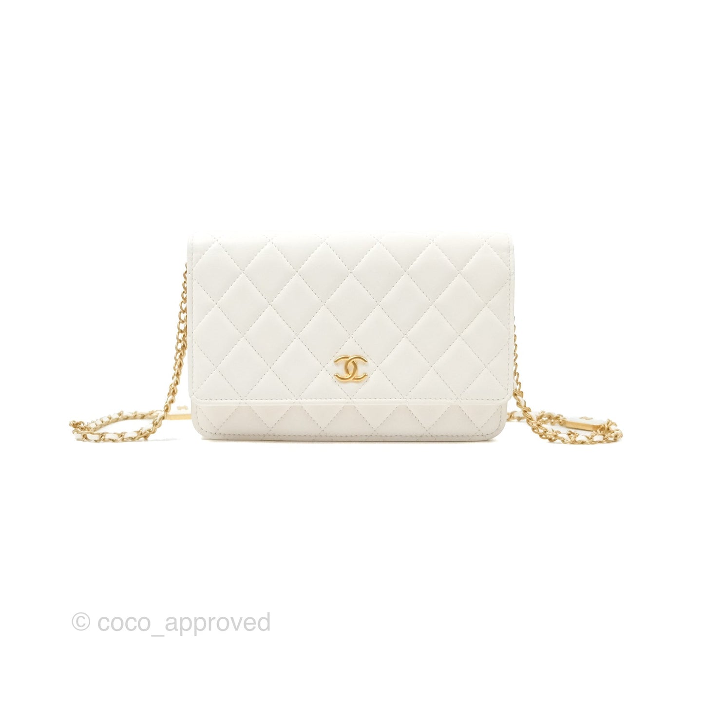 Chanel Quilted WOC White Lambskin Gold Hardware With Charms