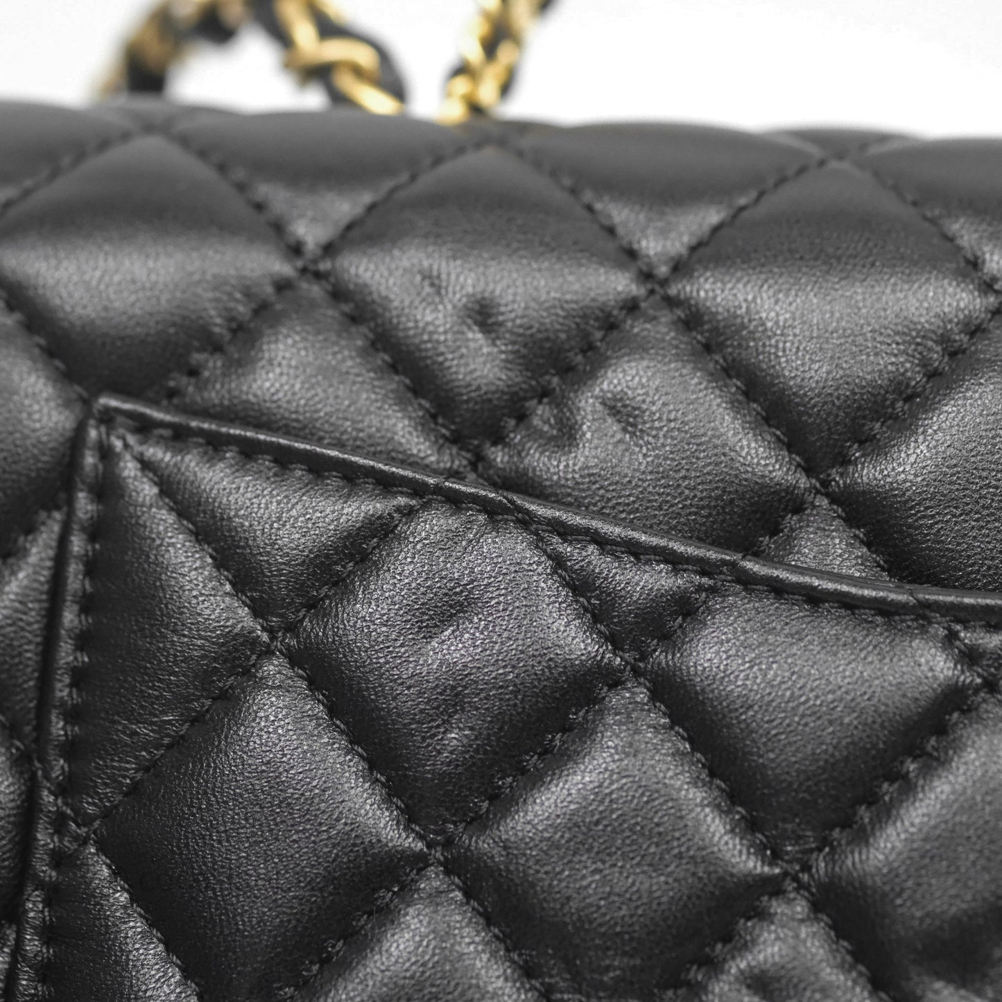 Chanel Logo Top Handle Small Flap Bag Black Lambskin Gold Hardware 24C