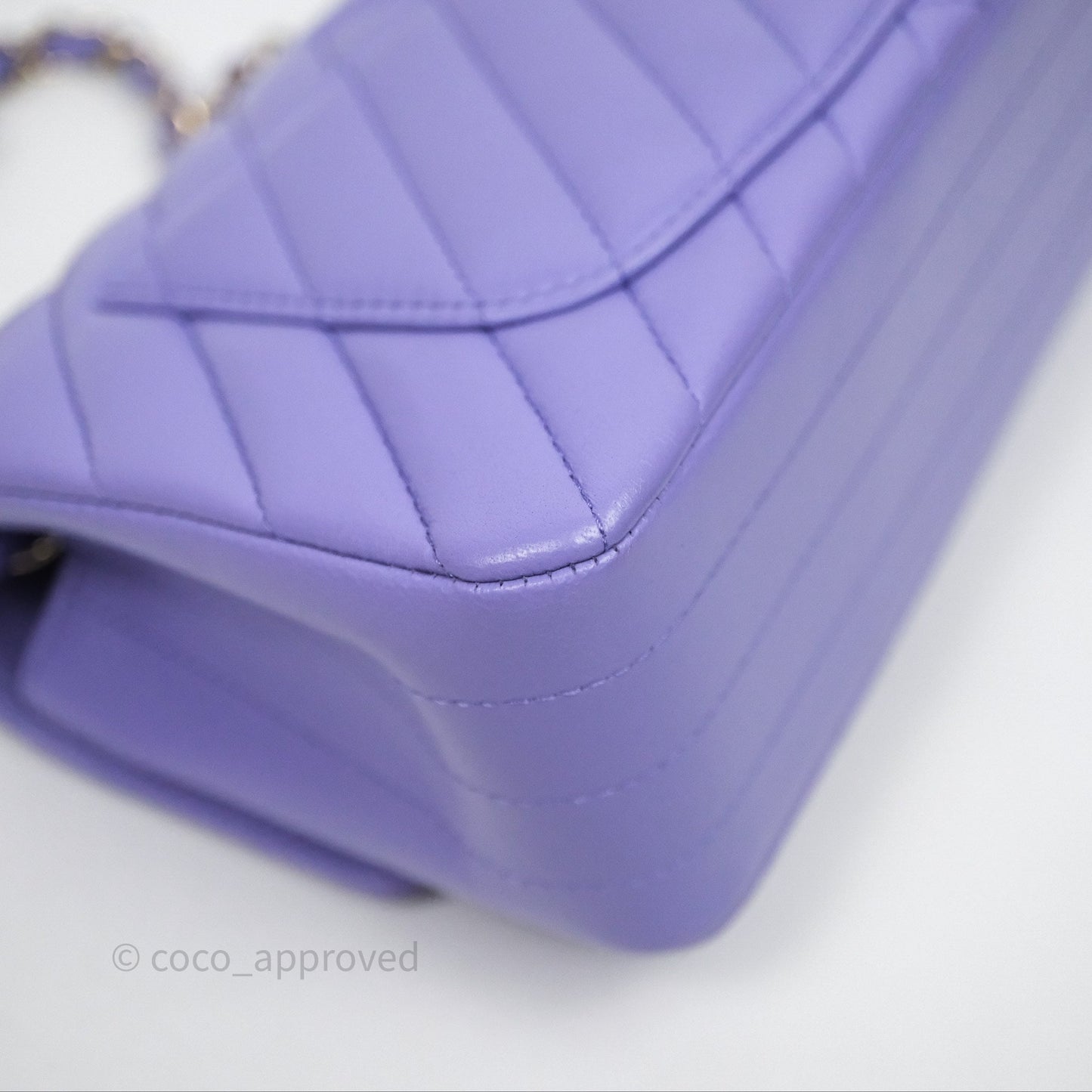 Chanel Quilted Mini Rectangular Chevron Purple Lambskin Gold Hardware