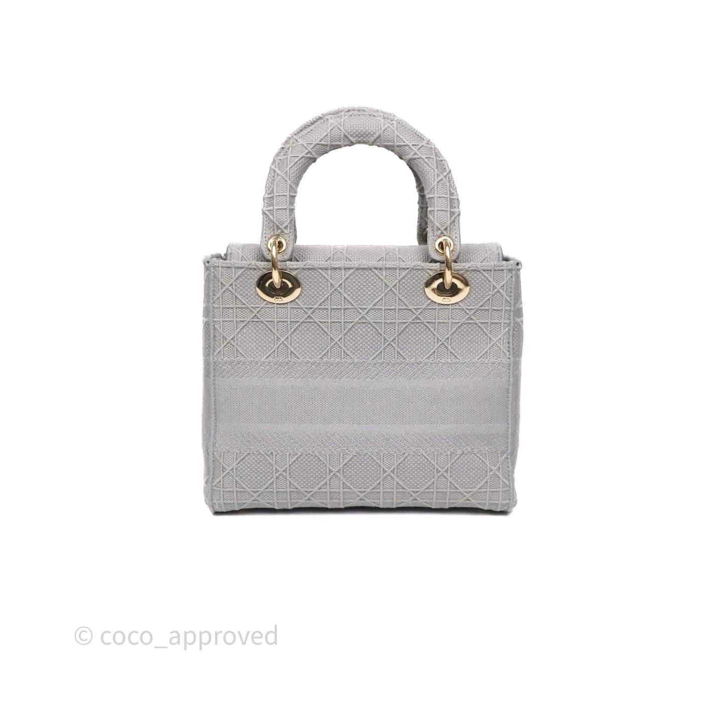 Dior Medium Lady D-Lite Bag Gray Cannage Embroidery Gold Hardware