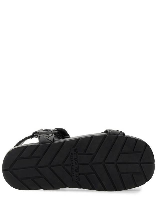 Luxury Bottega Veneta Trip Intrecciato Leather Sandals Black