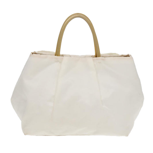 Luxury Prada Ribbon Hand Bag Nylon White Gold  88412