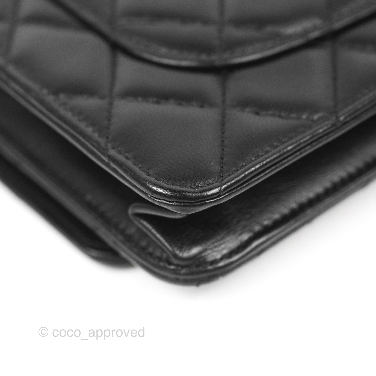 Chanel Quilted Pearl Crush Wallet on Chain WOC Black Lambskin Aged Gold Hardware