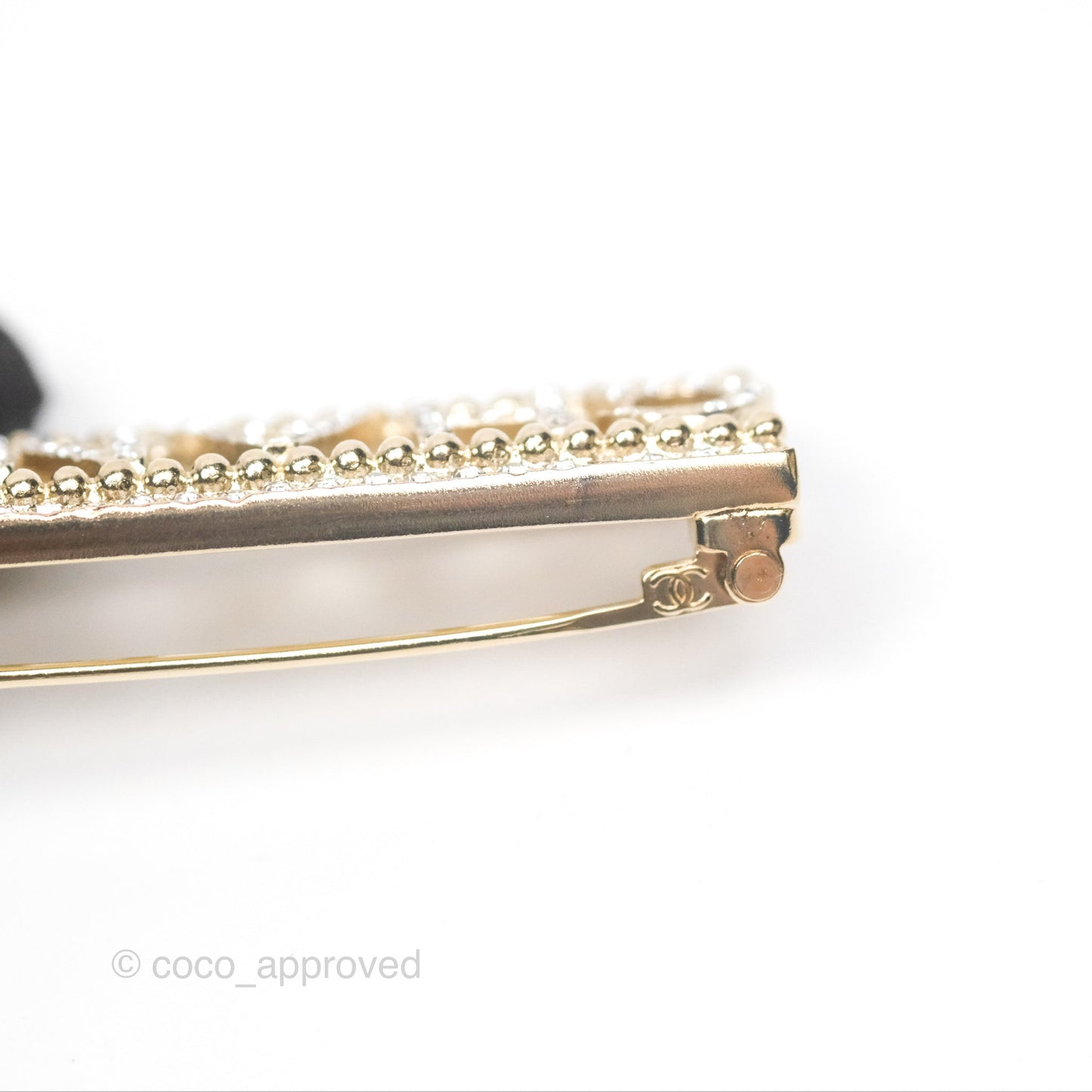 Chanel Logo Crystal Brooch Gold Tone 23A