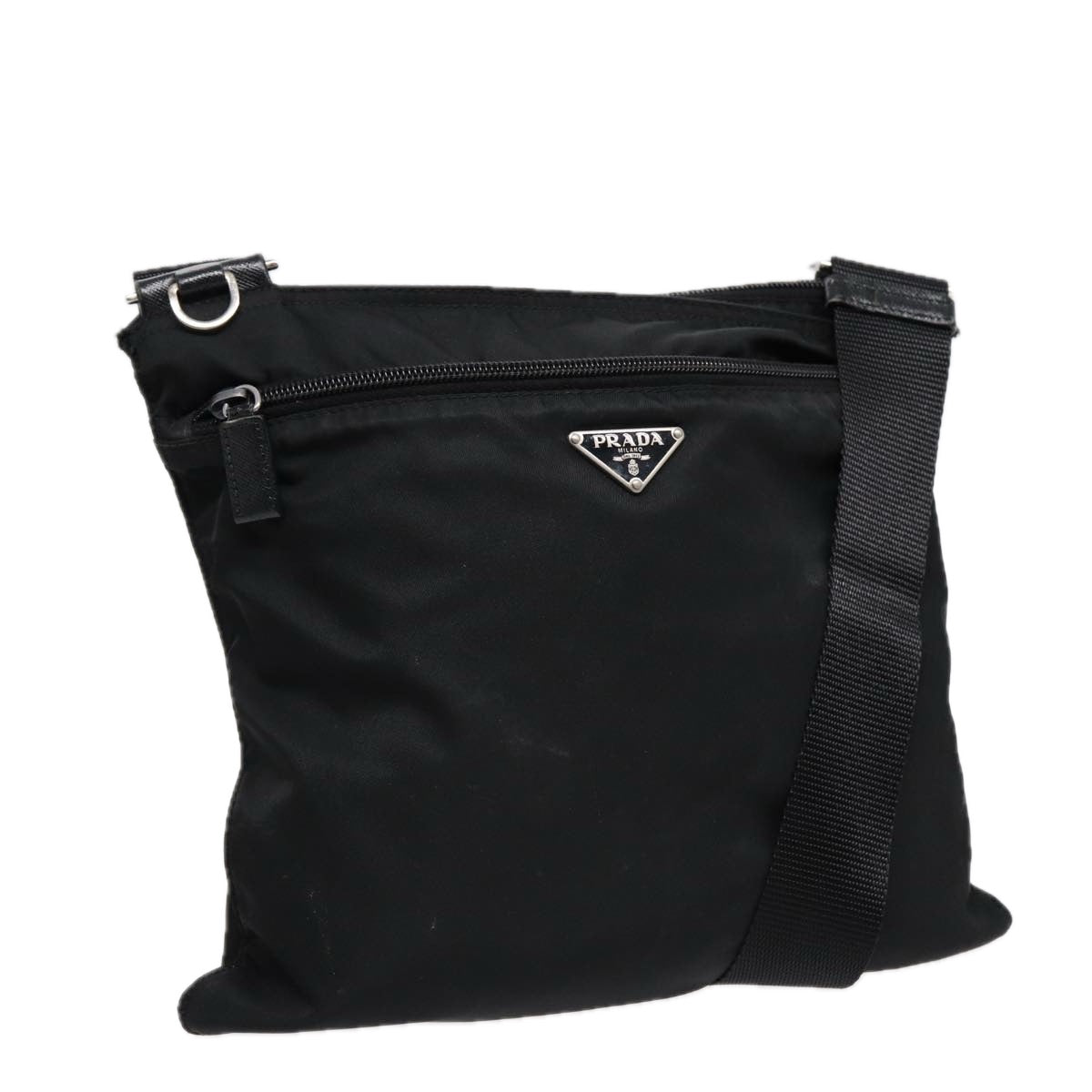Luxury Prada Shoulder Bag Nylon Black Silver  88470