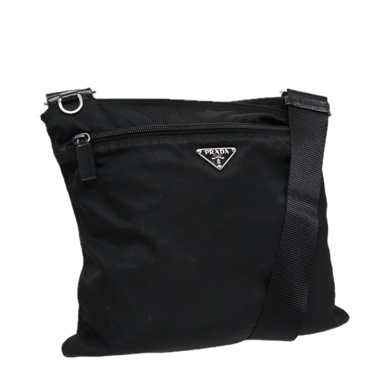 Luxury Prada Shoulder Bag Nylon Black Silver  88470