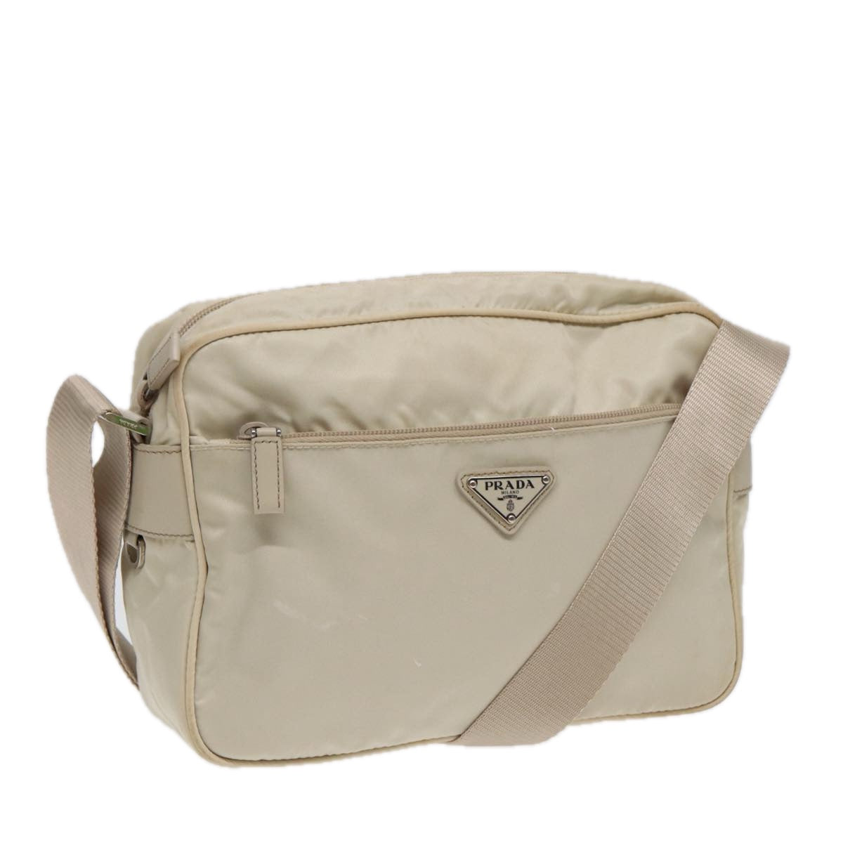 Luxury Prada Shoulder Bag Nylon White Silver  88471