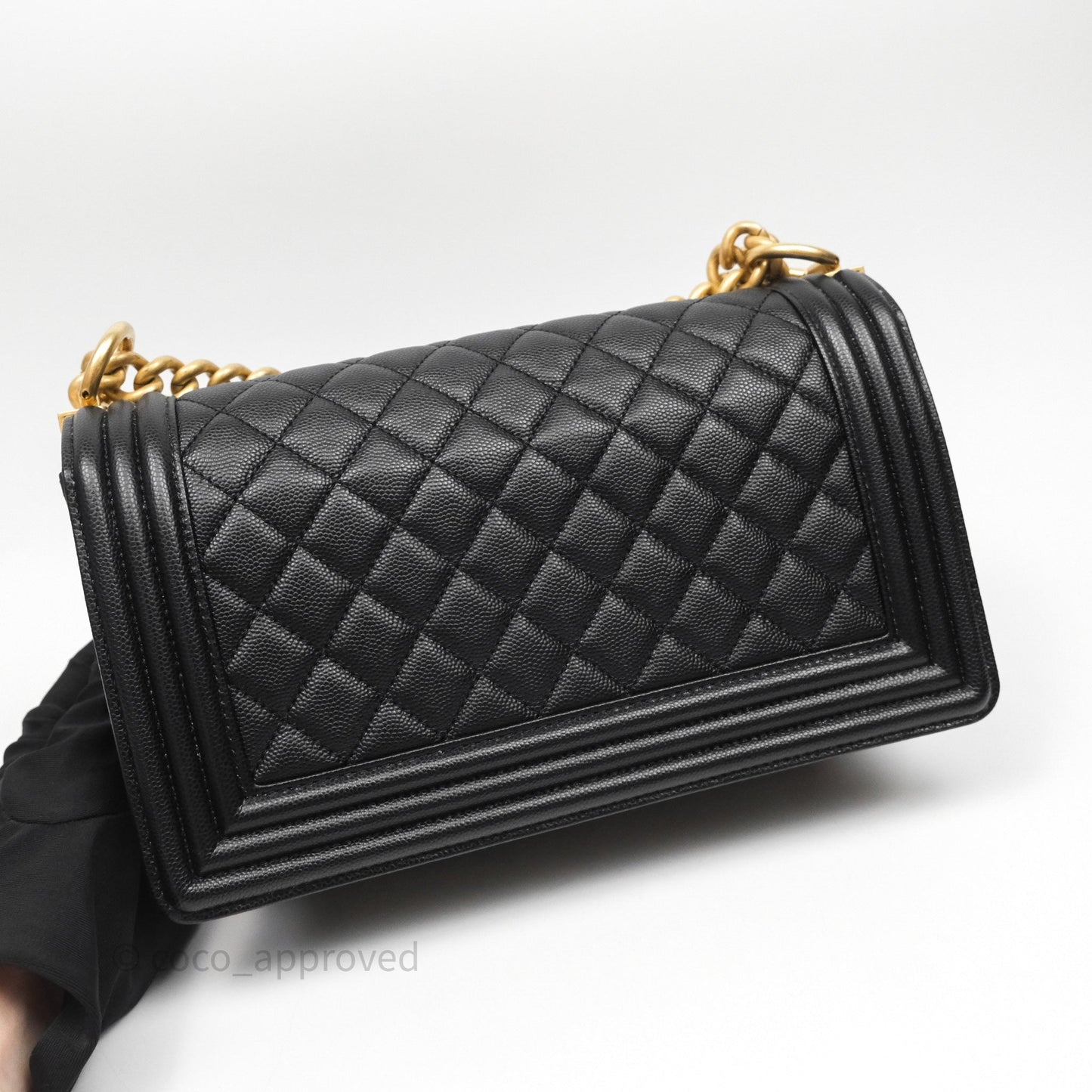 Chanel Medium Boy Quilted Black Caviar Aged Gold Hardware