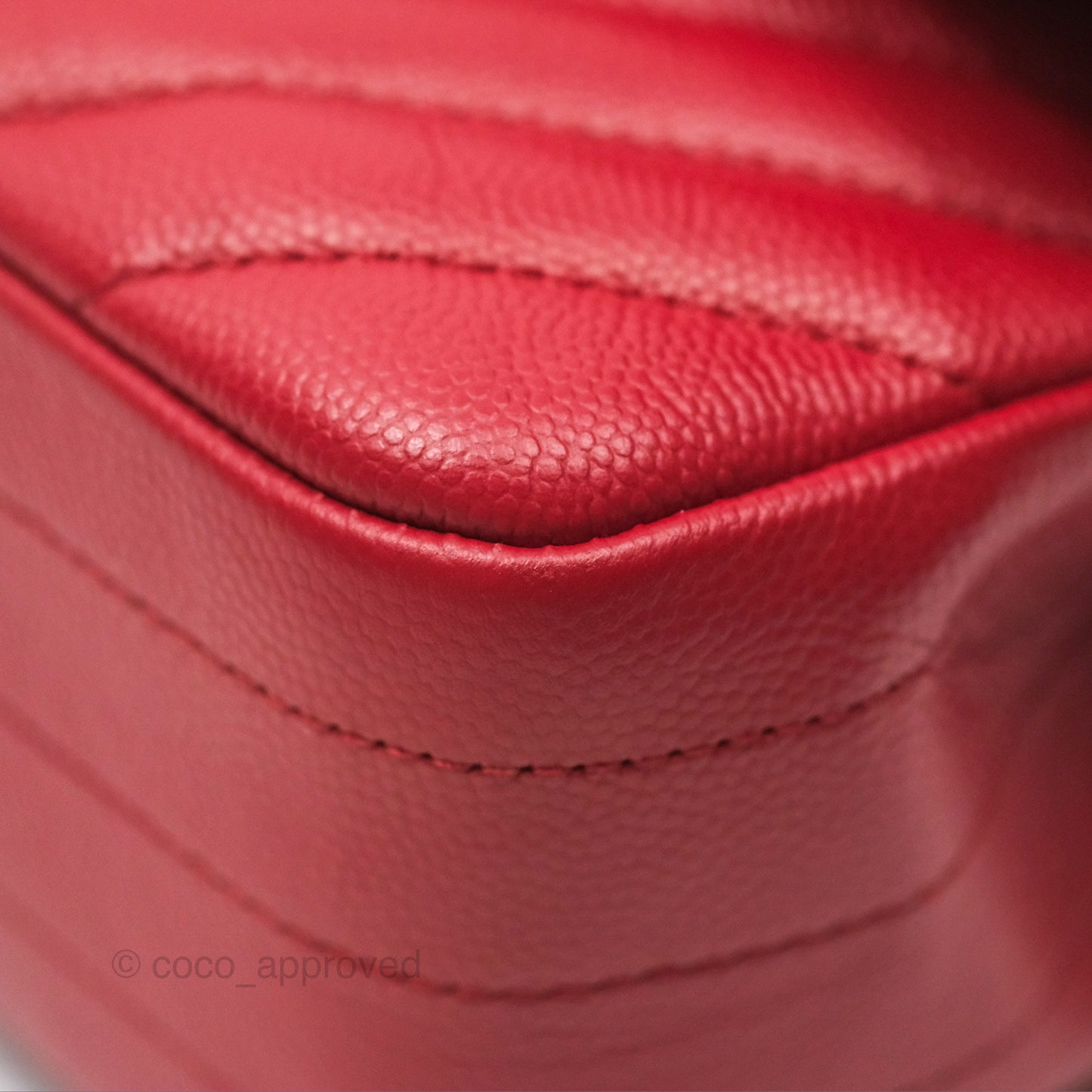 Chanel Medium Classic Flap Chevron Red Caviar Silver Hardware