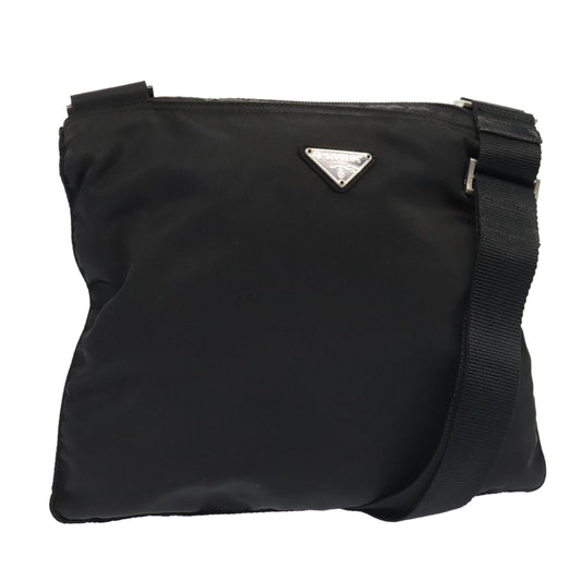 Luxury Prada Shoulder Bag Nylon Black Silver  88495