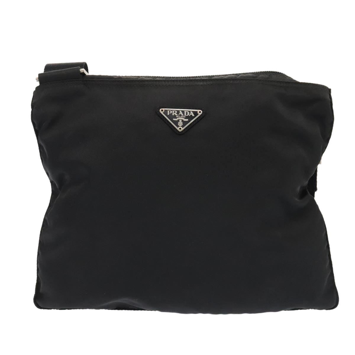 Luxury Prada Shoulder Bag Nylon Black Silver  88495
