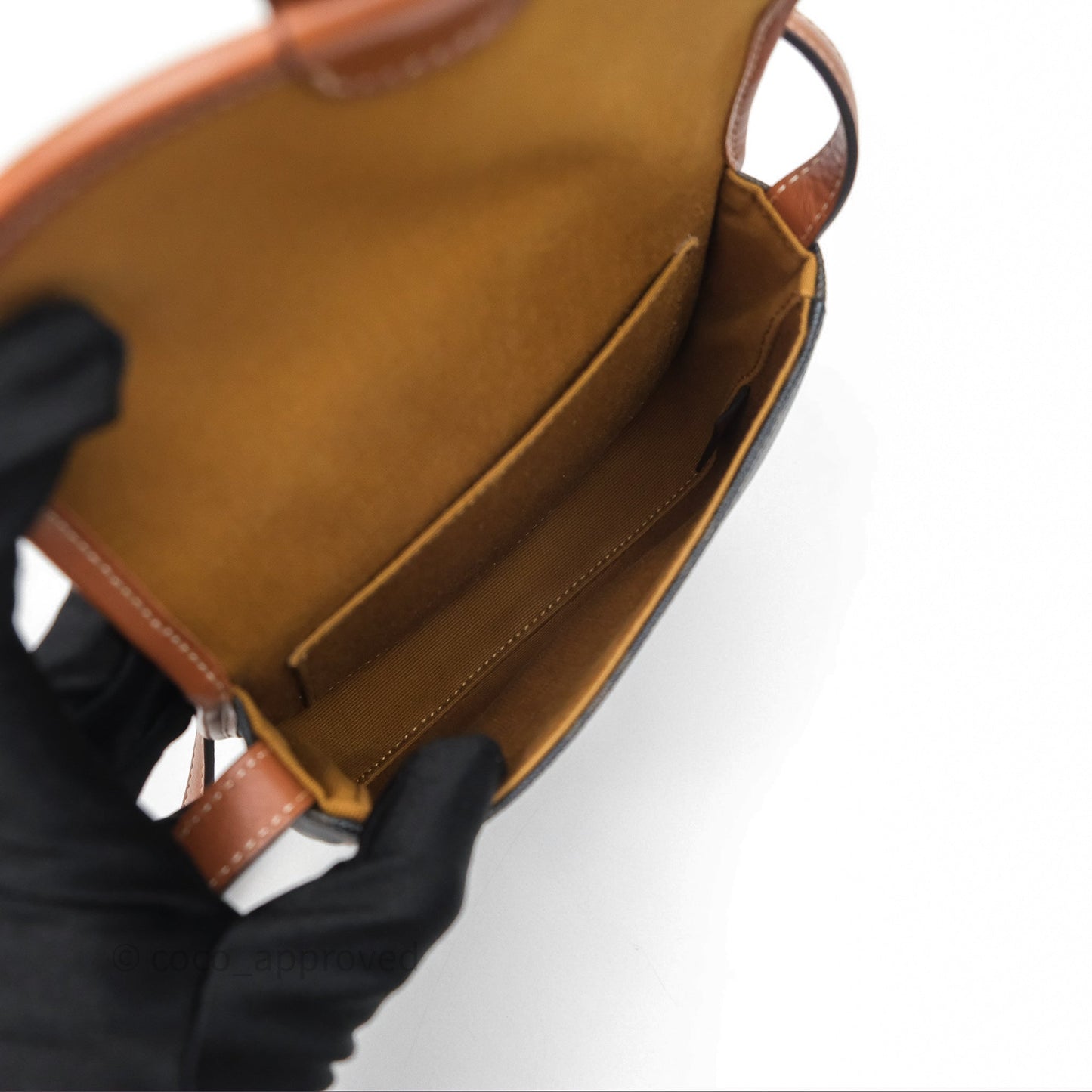 Celine Mini Besace Triomphe Canvas Calfskin Tan