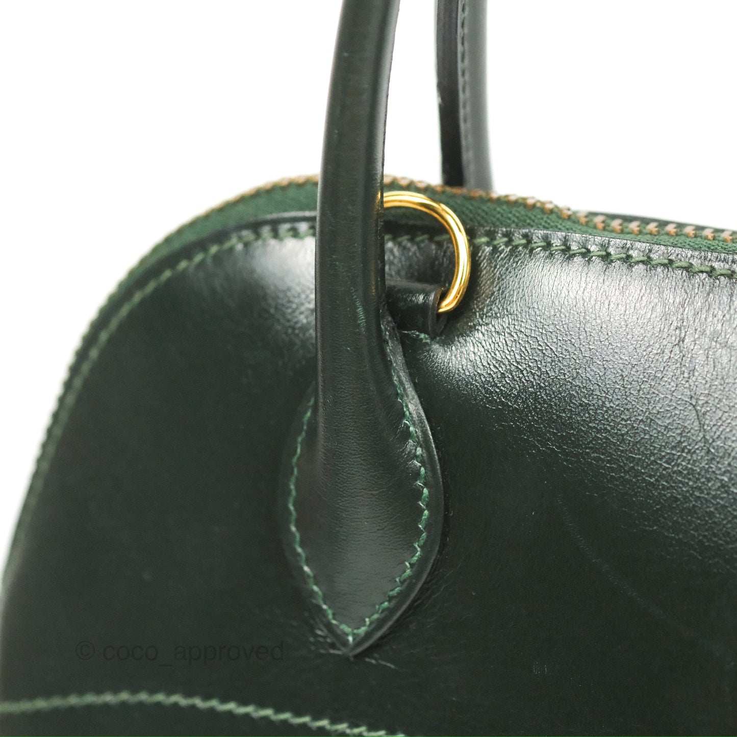 Hermès Vintage Bolide 27 Dark Green Box Leather Gold Hardware