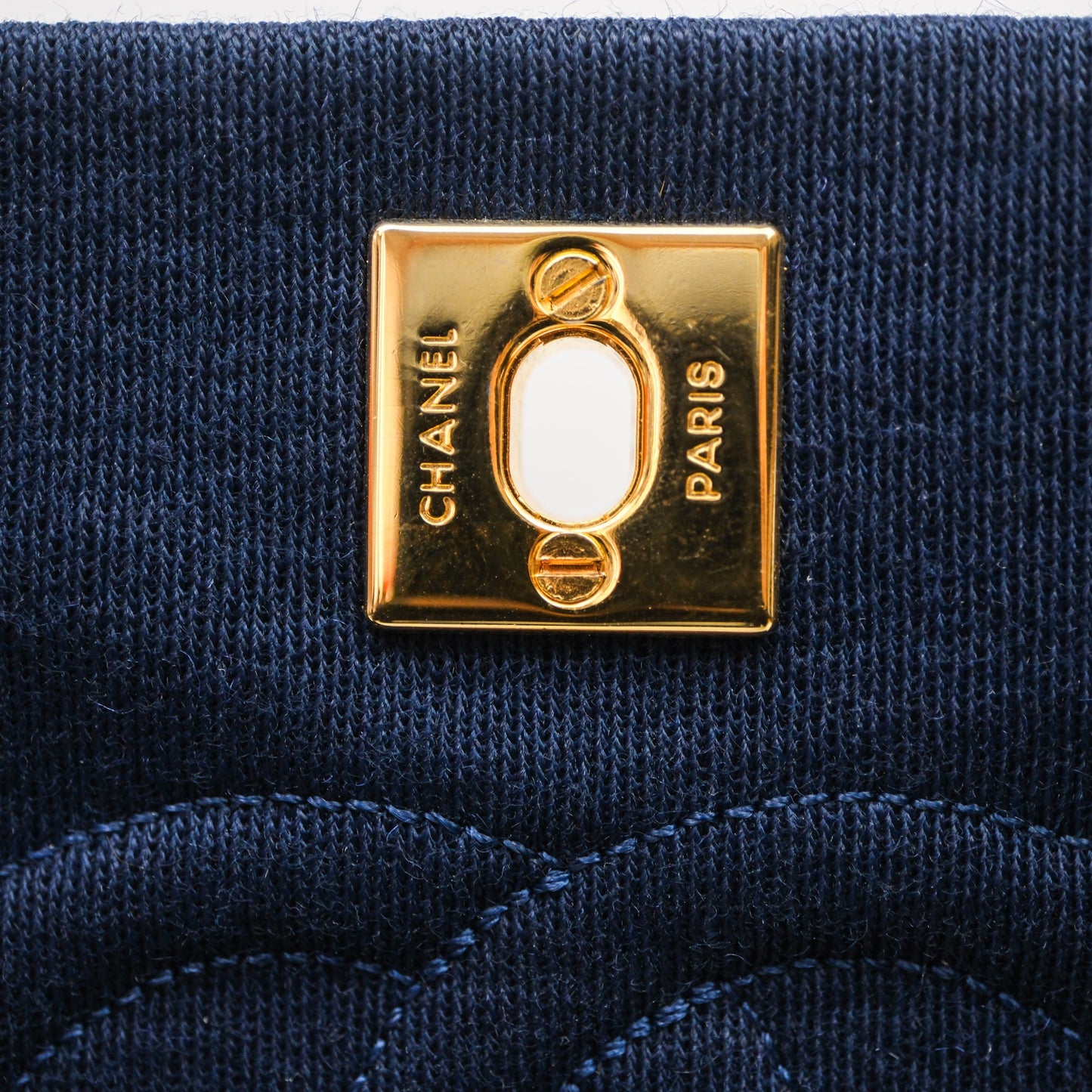 Chanel Vintage Mini Full Flap Bag Navy Fabrics / Lambskin 24K Gold Hardware