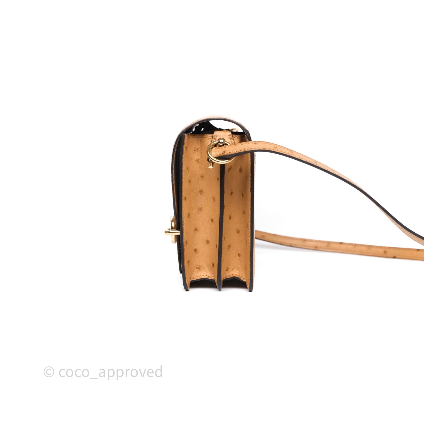 Hermès Roulis Mini 18 Chai 0M Ostich Gold Hardware