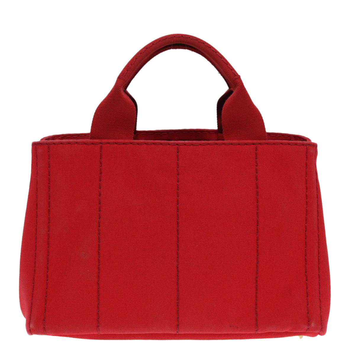 Luxury Prada Canapa PM Hand Bag Canvas Red Gold  88510