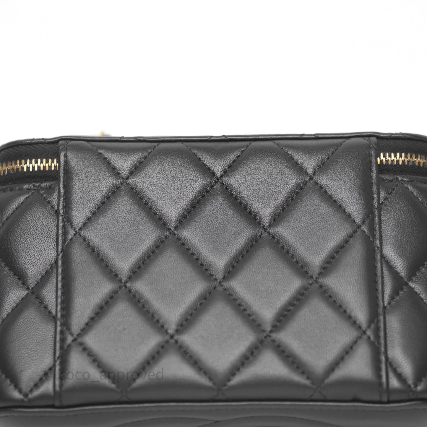 Chanel Vanity With Pearl Crush Chain Black Lambskin Aged Gold Hardware