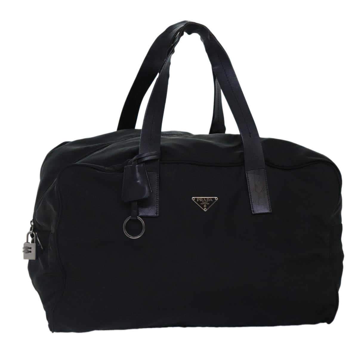 Luxury Prada Boston Bag Nylon Black Silver  88528