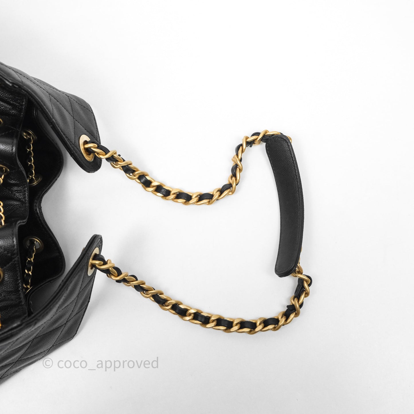 Chanel 25 Medium Black Caviar Aged Gold Hardware