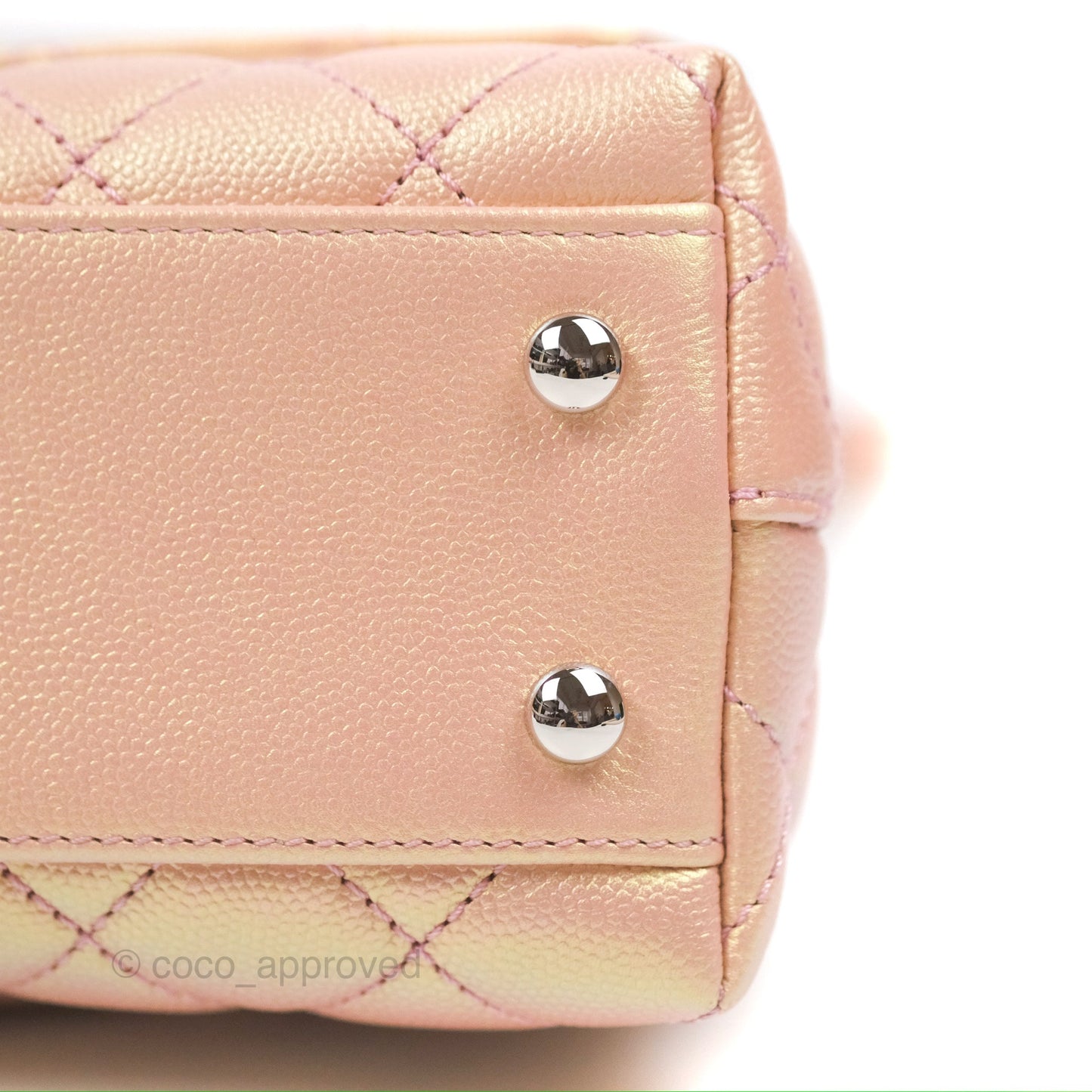 Chanel Small Quilted Coco Handle Iridescent Pink Caviar Rainbow Hardware