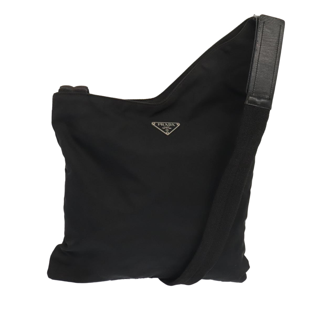 Luxury Prada Shoulder Bag Nylon Black Silver  88571