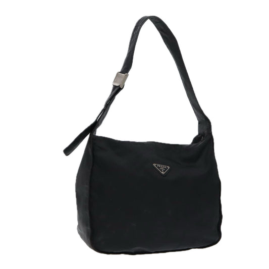 Luxury Prada Shoulder Bag Nylon Leather Black Silver  88573