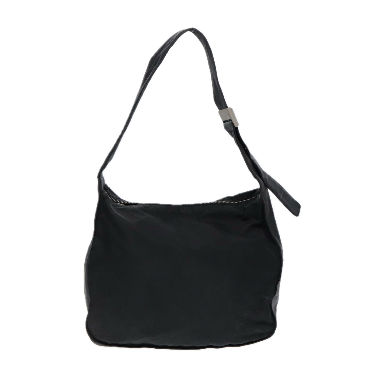 Luxury Prada Shoulder Bag Nylon Leather Black Silver  88573