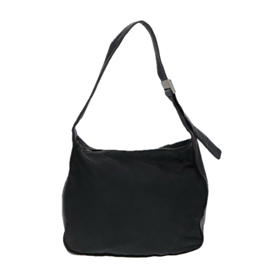Luxury Prada Shoulder Bag Nylon Leather Black Silver  88573