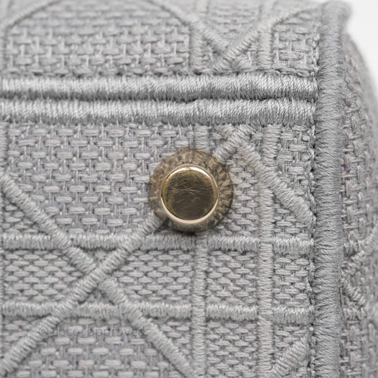 Dior Medium Lady D-Lite Bag Gray Cannage Embroidery Gold Hardware