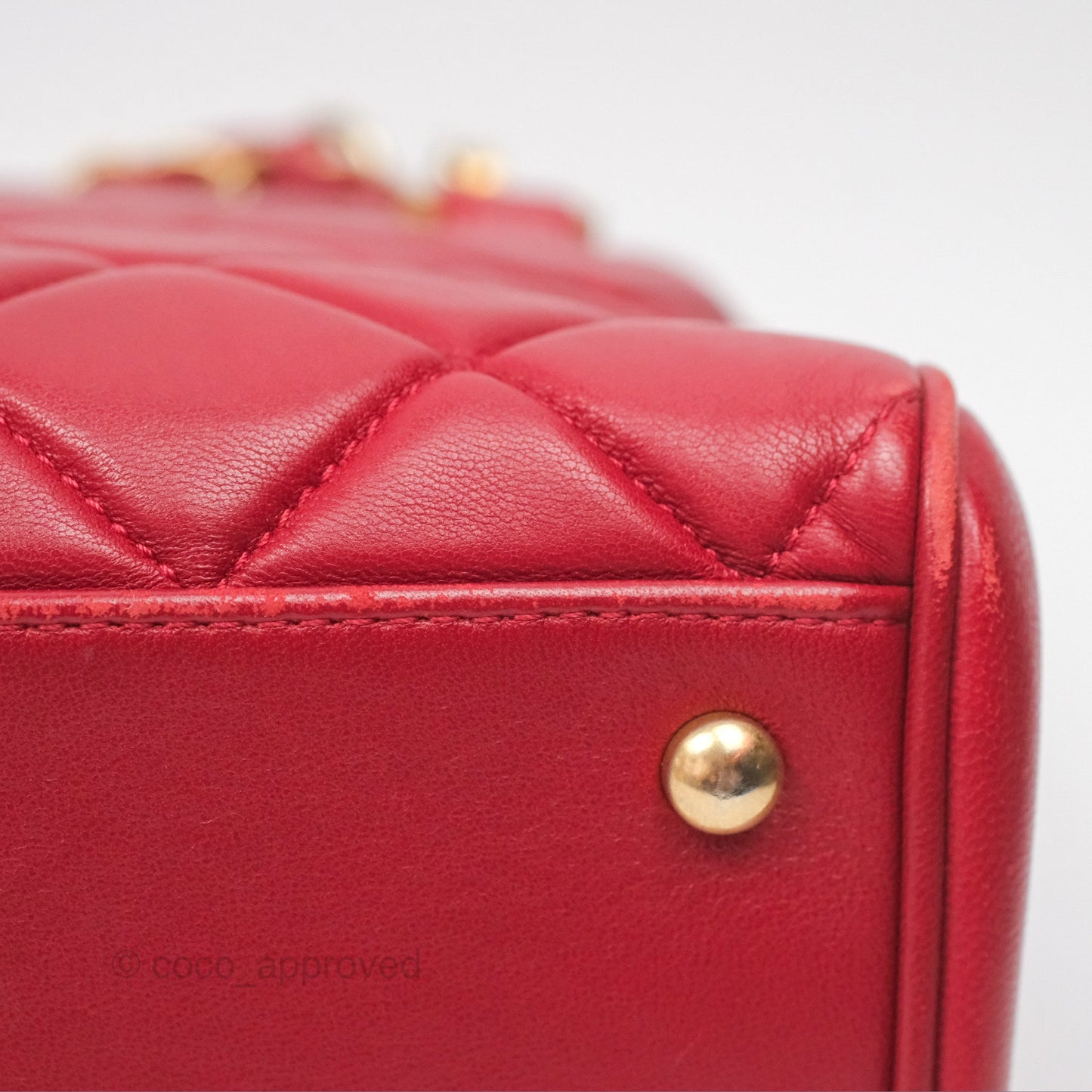 Chanel Tote Bag Red Lambskin Aged Gold Hardware