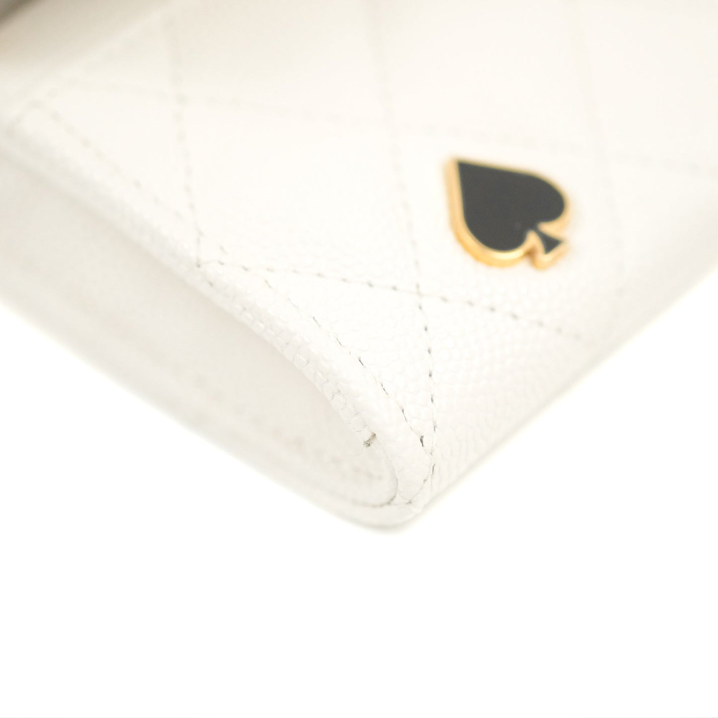 Chanel Quilted Flap Coco Casino Card Holder Caviar White Gold Hardware
