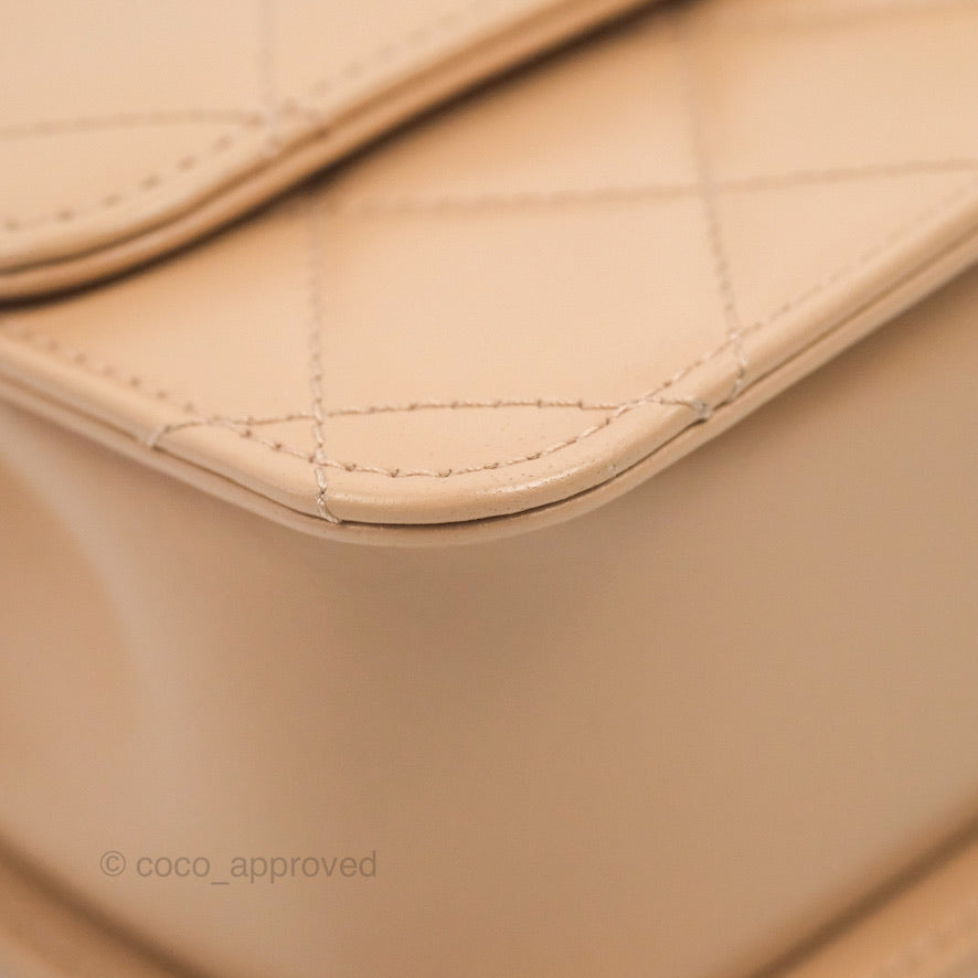 Chanel Quilted Perfect Fit Adjustable Beige Calfskin Gold Hardware 21A