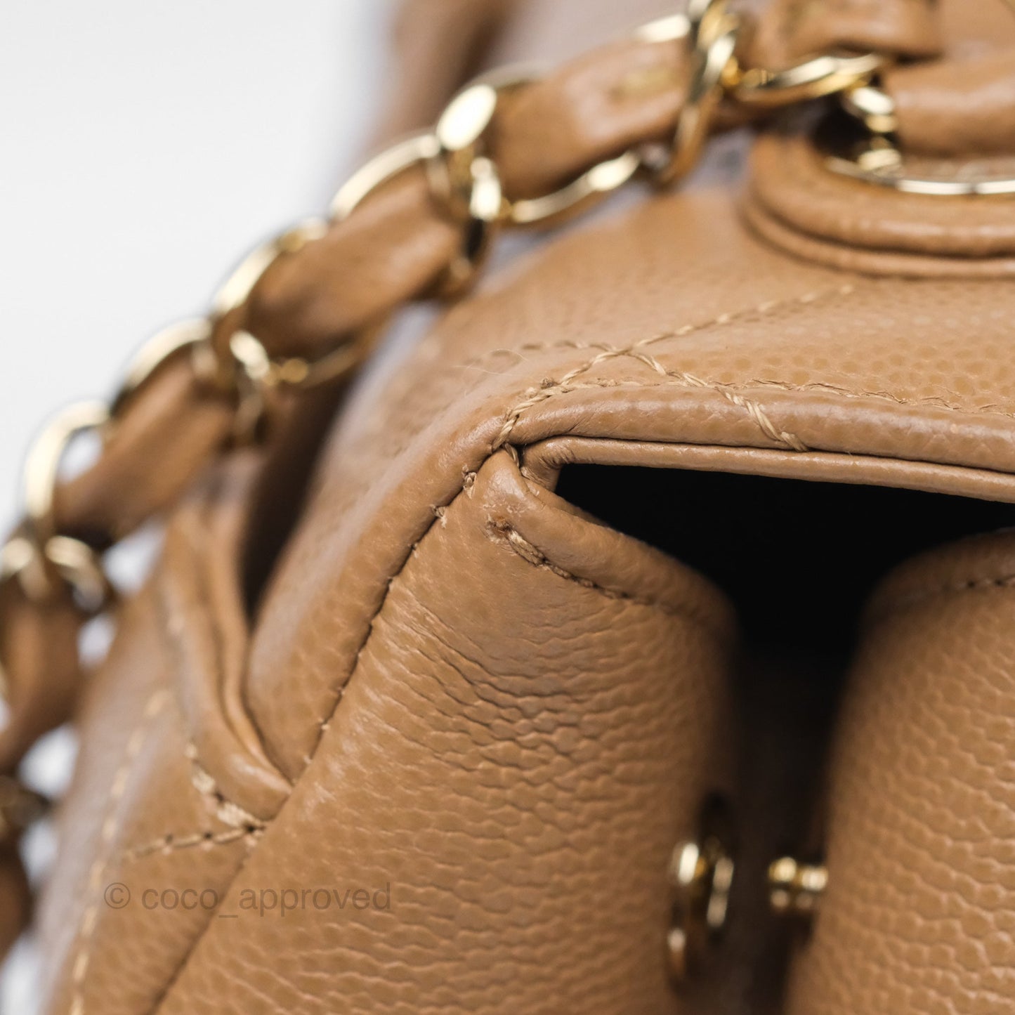 Chanel Quilted Medium Business Affinity Flap Dark Beige Caviar Gold Hardware